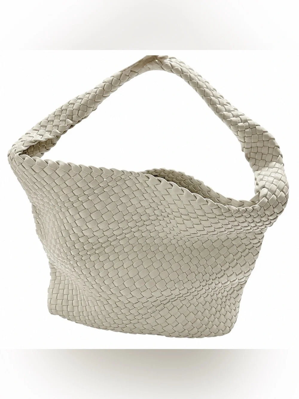 E|N Expressions NYC Beige Woven Hobo Shoulder Bag Oversized Tote w/ Pouch